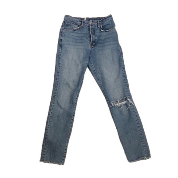 Free People Denim - Womens Free People high rise straight Leg distressed jeans size 29.